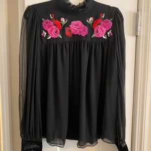 Kate Spade New York Embroidered Floral Silk Blouse